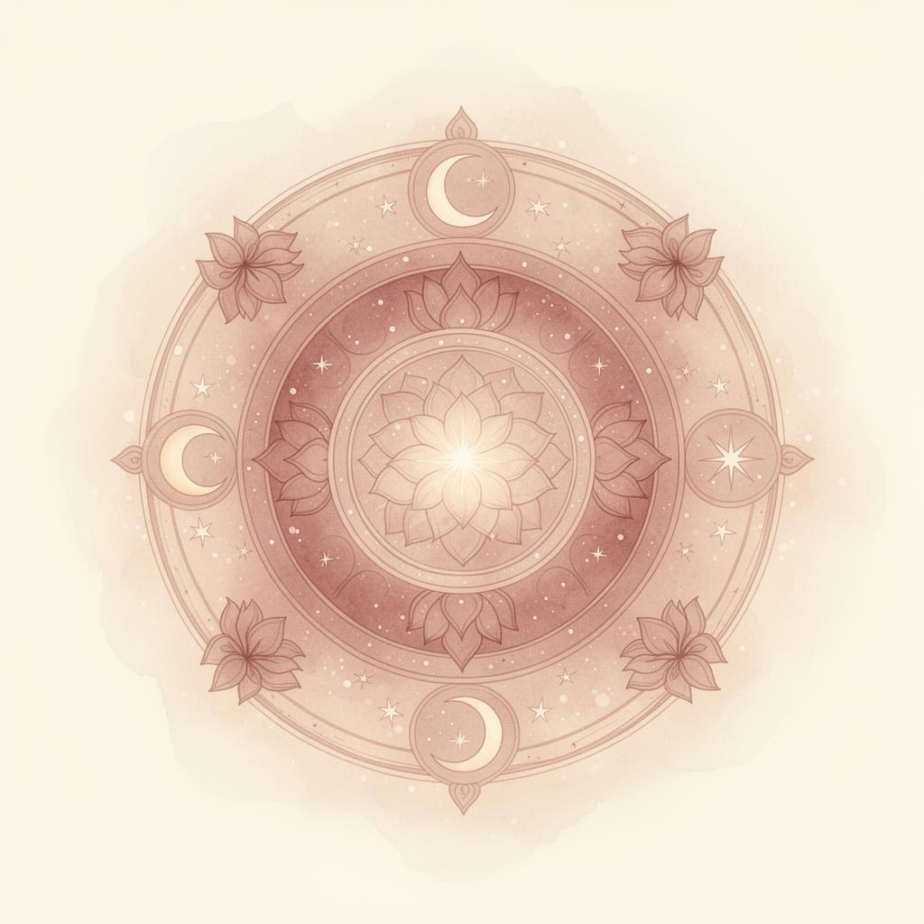 Vedska mandala z luno in lotosom